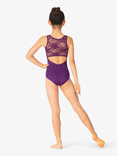 Womens Lace Back Keyhole Tank Leotard