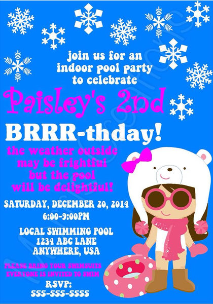 Winter Indoor Pool Party Invitation