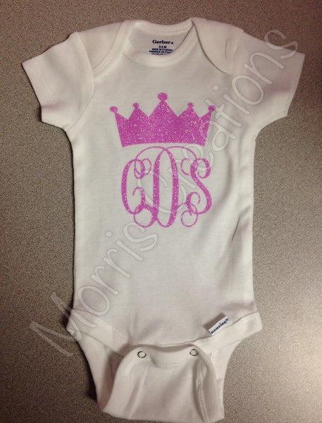 Princess Crown Monogram Onesie