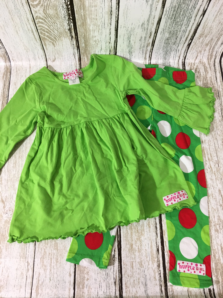 Christmas Lime/Polka Dot Legging Set