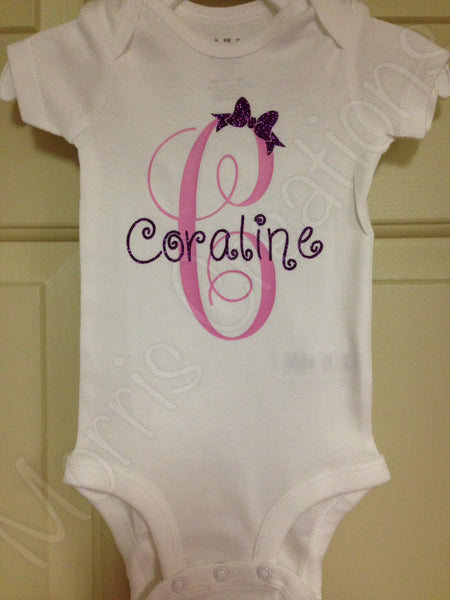 Name with bow Onesie