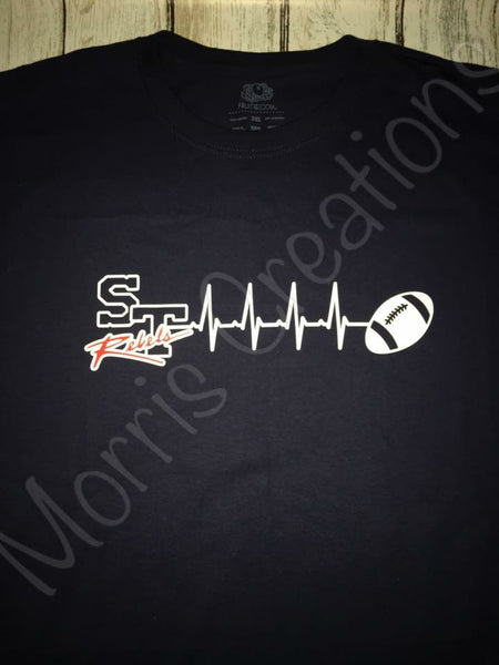 ST Rebels Heartbeat Football Tshirt